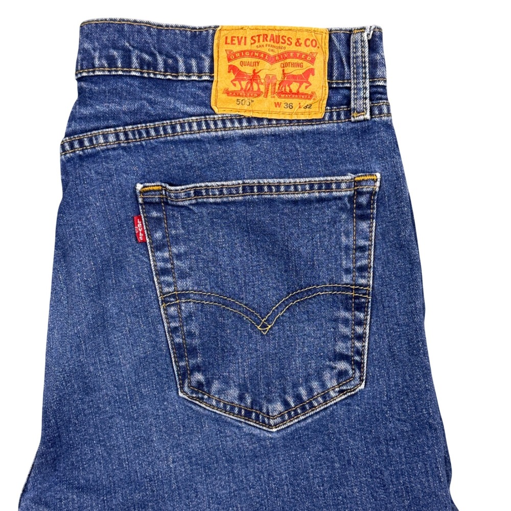 Levi's 505 Regular Fit Jeans Mens W36‎ L32 Medium Wash Blue Denim